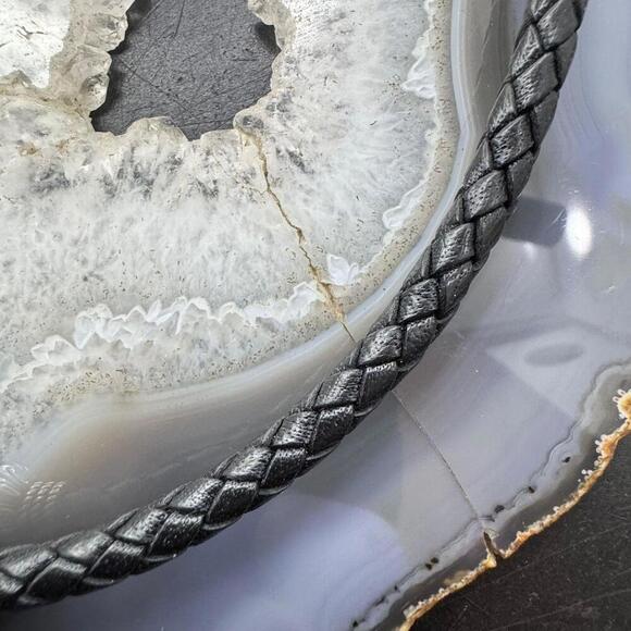 Carolyn Pollack Black Braided Leather Necklace with Teardrop Denim Lapis Pendant - Picture 7 of 10